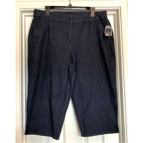 KAREN SCOTT - NWT - L Sz 16 Petite Comfort Waist Capri Jeans in Dark Wash - Picture 3 of 16